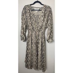 BROCHU WALKER DRESS S PYTHON GOLD METALLIC SNAKE PRINT OLIVIA LONG SLEEVE SHORT